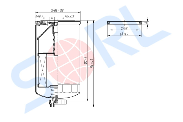 Фильтр топливный M14x1.5 IVECO (H70WK09)