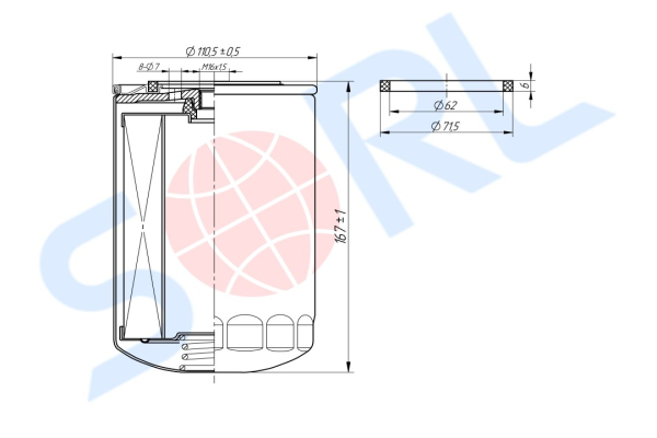 Фильтр топливный M16x1.5 CASE IH, IVECO, NEW HOLLAND (H152WK)