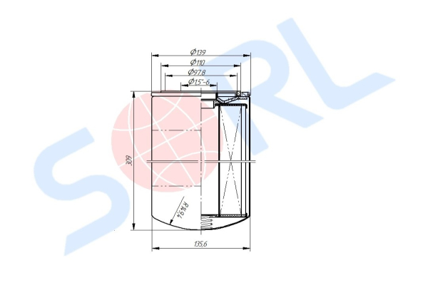 Фильтр масляный 1 1/2-16 U DAF, RENAULT (H300W01)