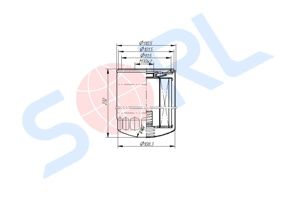 Фильтр масляный M30x2 IVECO, RENAULT (H230W)