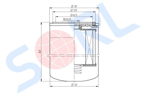 Фильтр топливный M22x1.5 DAF, RENAULT (H18WDK03)