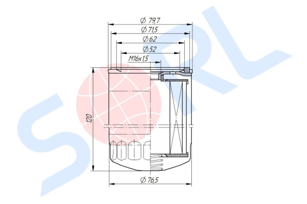 Фильтр топливный M16x1.5 CASE IH, BOMAG, CATERPILLAR, CLAAS, IVECO, RENAULT, VOLVO (H60WK01)