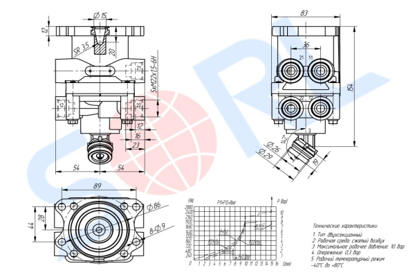 ГТК (главный тормозной кран) DAF (MB4694)