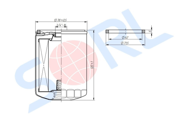 Фильтр масляный 3/4-16 UNF VOLVO, MB, CARRIER (H14W02)
