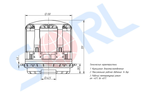 Картридж-фильтр Осушителя VOLVO, RENAULT D42,5 (14 bar) с маслоотделением (K096837K50)
