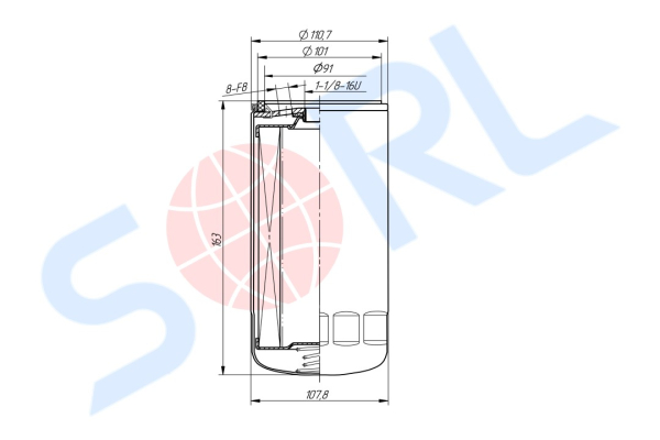 Фильтр масляный 1 1/8-16 U CATERPILLAR, NEW HOLLAND, ISUZU (H211W)