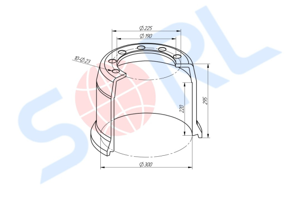 Барабан тормозной 300x200/215 H=295 d=190/225 n10x23 BPW (0310946400)