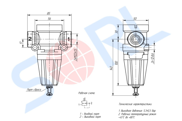 Клапан ограничения давления 5.3 bar M22x1.5 DAF, VOLVO, SCHMITZ (4750103020)