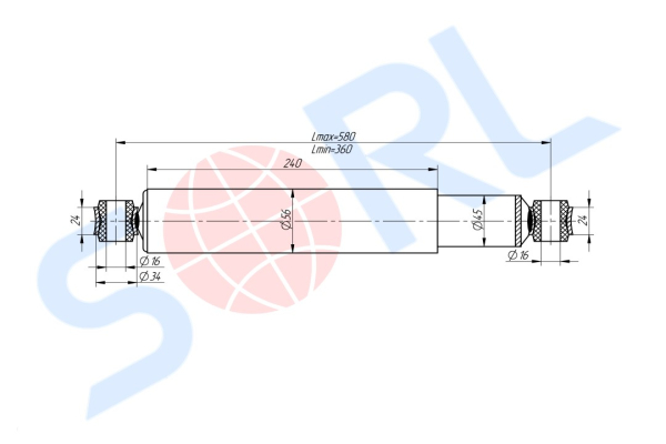 Амортизатор подв. перед/зад для ГАЗ 3302 (масл.) 220/360, O/O 16/16 (3302-2905006) (30.2905006-03)