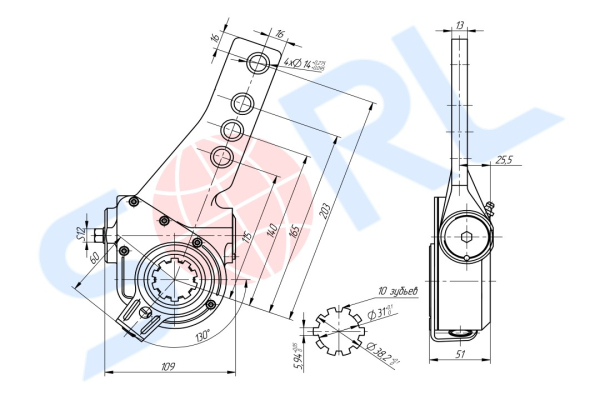 Рычаг регулировочный автоматический SAF SAE 1 1/2 -10 (72576C)