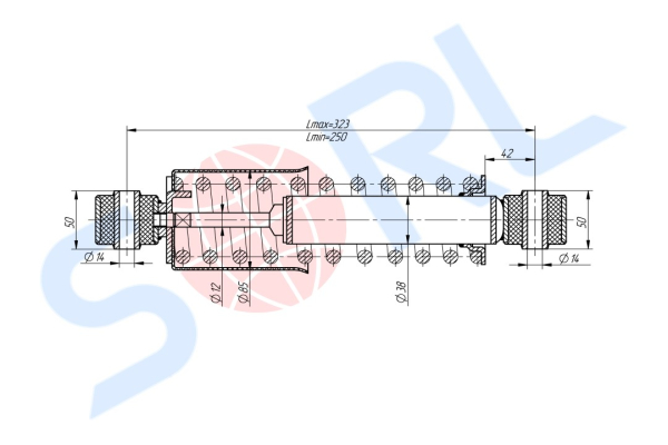 Амортизатор кабины пружинный 250/323, O/O, 14x50/14x50 для КАМАЗ 5490, MB (CB0150)