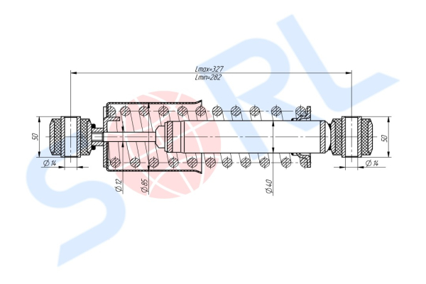 Амортизатор кабины пружинный 282/327, O/O, 14x50/14x50 MB (CB0156)