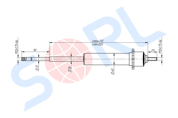 Амортизатор кабины 203/312, I/I, 12x90/12x29 SCANIA (CB0176)