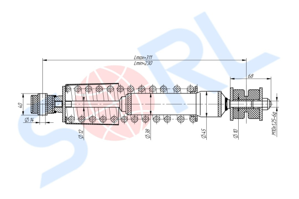 Амортизатор кабины пружинный 230/311, I/O, 10x68/14x45 MAN, SITRAK (CB0106)