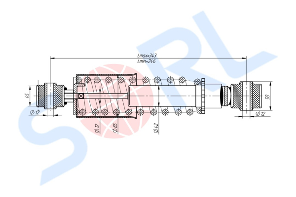 Амортизатор кабины пружинный 246/343, O/O, 12x45/12x50 MAN (CB0197)