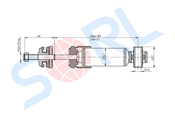 Амортизатор кабины 151/185, I/O, 12x66/14x48,5 VOLVO (CB0208)
