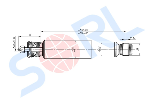 Амортизатор кабины 219/306, I/O, 10x57/10x33 КАМАЗ, МАЗ, ВАЗ (11290500553)