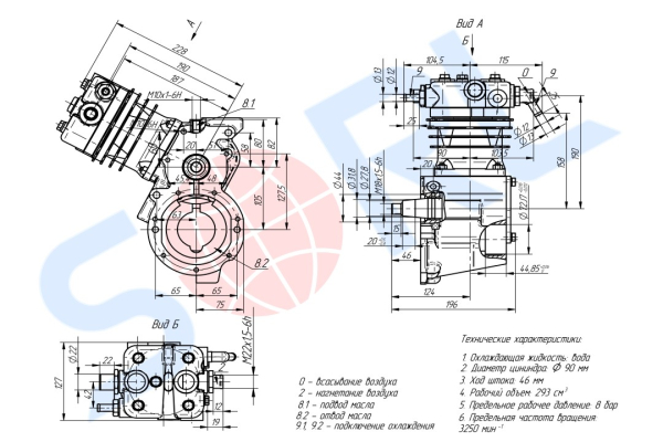 Компрессор 1-цил. HOWO, SHACMAN, WP10, WD615 (612600130177)