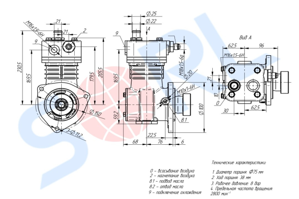 Компрессор 1-цил. HOWO, дв. Weichai WP10 (612600130623)