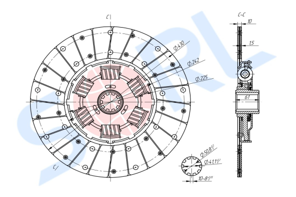 Диск сцепления ведомый SITRAK C7H MAX (WG9925160822)