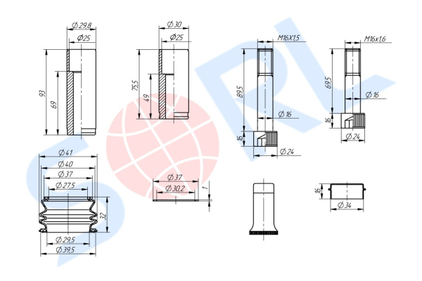 Р/к суппорта (пыльники и направляющие) для ГАЗ 35025480010/20, 35026450010/20 (35028800639)